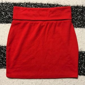 Red mini skirt
